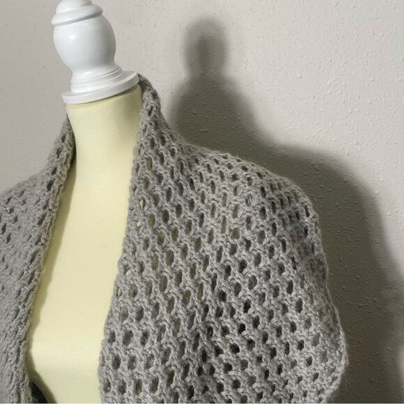Elsamanda Wool/Mohair Blend Gray Open Knit Shawl Collar Cardigan Women's Size M - Picture 8 of 13